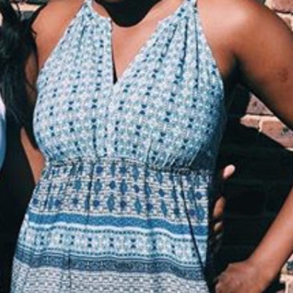 Fleur Bleue: Boho Blue Patterned Maxi Dress